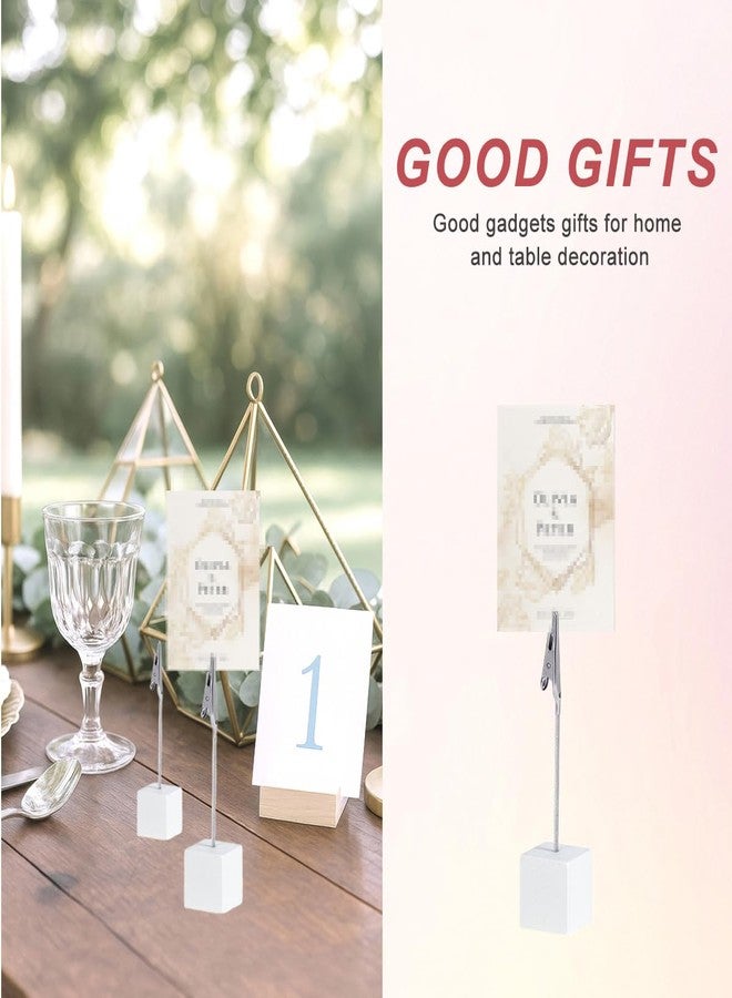 Quupy 6Pcs Memo Clip Holder Stand with Alligator Clasp Crocodile Memo Clip Photo Clip Holder Stand for Pictures Card Paper Note Clip(White) - Image 4