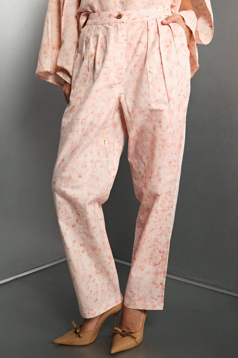 فيرجيو Floral Linen Pleated Straight Pants for Women