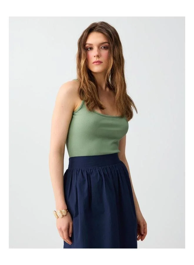 Jimmy Key Ada Creek Green Slim-Fit Square Neck Knitted Tank Top.
