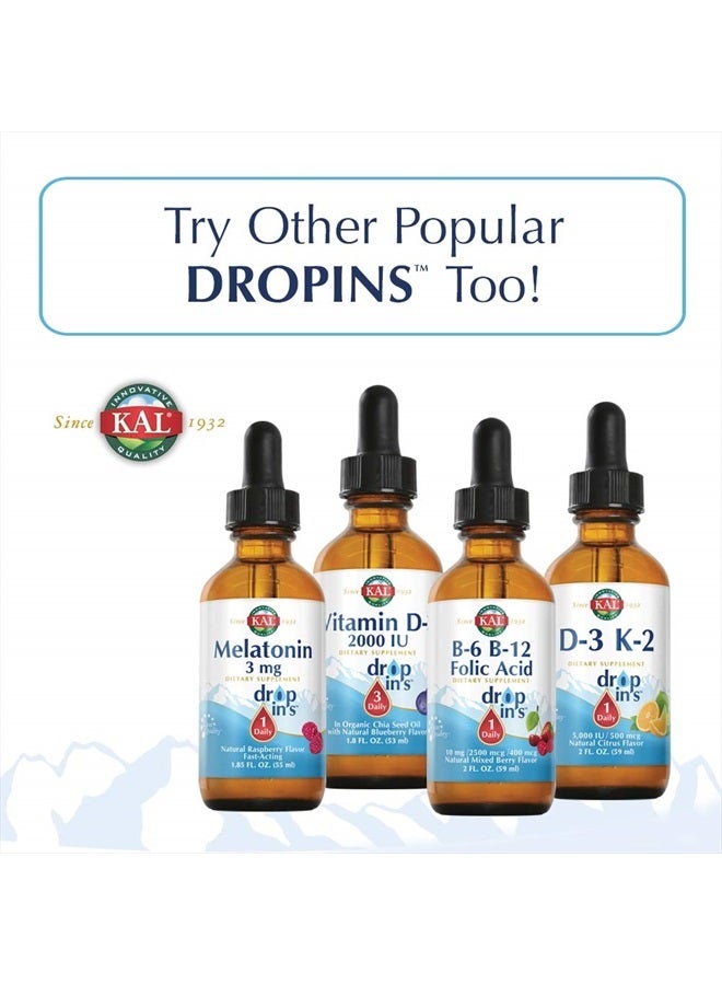 KAL Ultra Biotin 10000mcg DropIns, Liquid Biotin Drops, Hair Growth Supplement, High Potency Vitamin B7, Healthy Hair, Skin, Nails and Energy Support, Natural Mixed Berry Flavor, Approx. 59 Serv, 2oz - Image 4