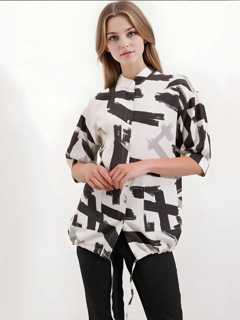 بيغ دارت قميص فضفاض بطبعة تجريدية مع جيب