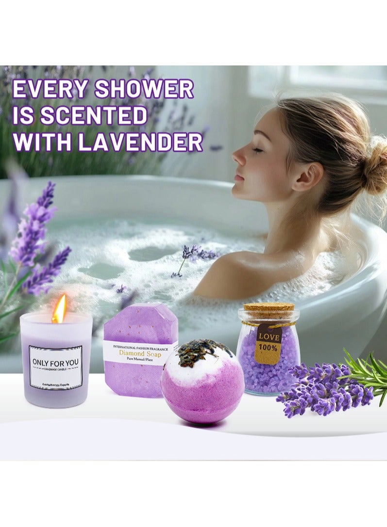 طقم هدايا الزفاف أو أعياد الميلاد للنساء - للعروس والمراهقات، هدايا عناية ذاتية، سلة هدايا للشفاء العاجل، سلة سبا مريحة برائحة اللافندر، فريدة لصديقتك، زوجتك، والدتك، صديقاتك، أختك، زميلتك أو جدتك – صندوق فاخر وردي يحتوي على كوب مخصص، صابون، شمعة وقناع للعين (هدية رمضانية لها). - Image 4