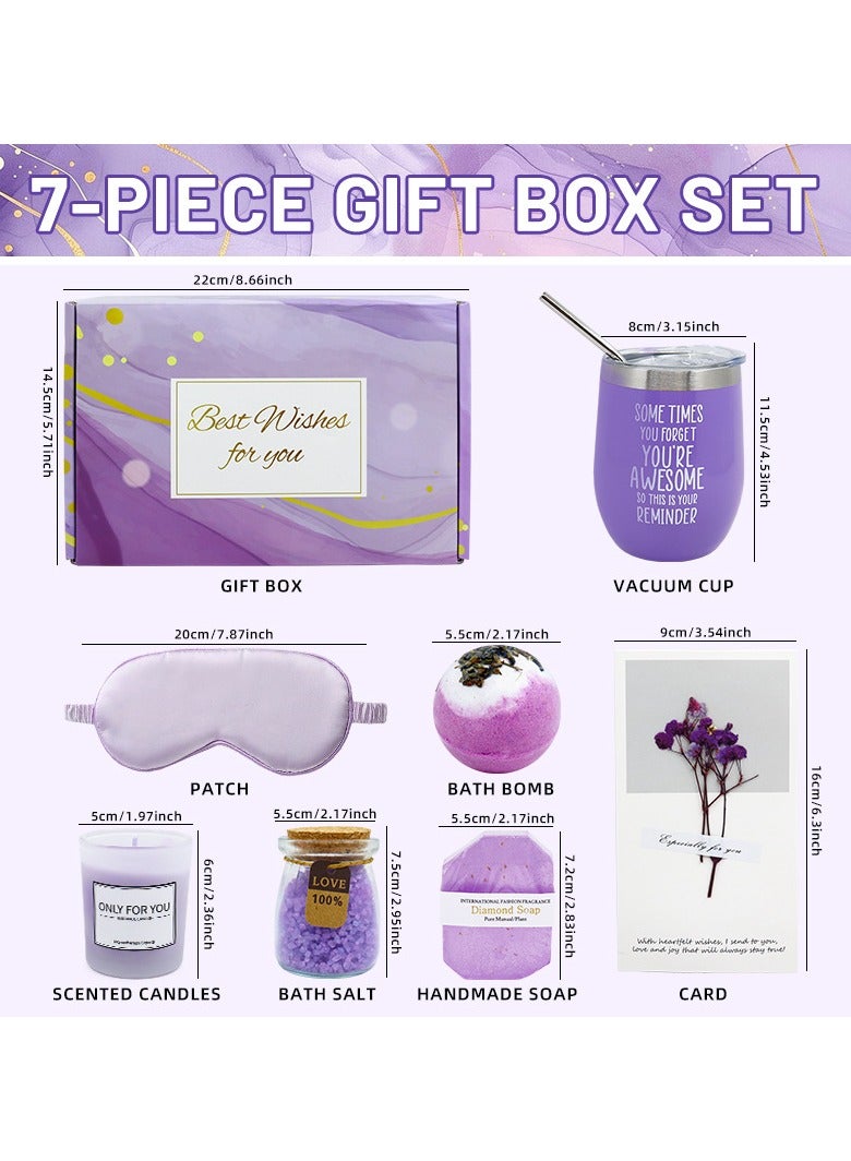 طقم هدايا الزفاف أو أعياد الميلاد للنساء - للعروس والمراهقات، هدايا عناية ذاتية، سلة هدايا للشفاء العاجل، سلة سبا مريحة برائحة اللافندر، فريدة لصديقتك، زوجتك، والدتك، صديقاتك، أختك، زميلتك أو جدتك – صندوق فاخر وردي يحتوي على كوب مخصص، صابون، شمعة وقناع للعين (هدية رمضانية لها). - Image 2