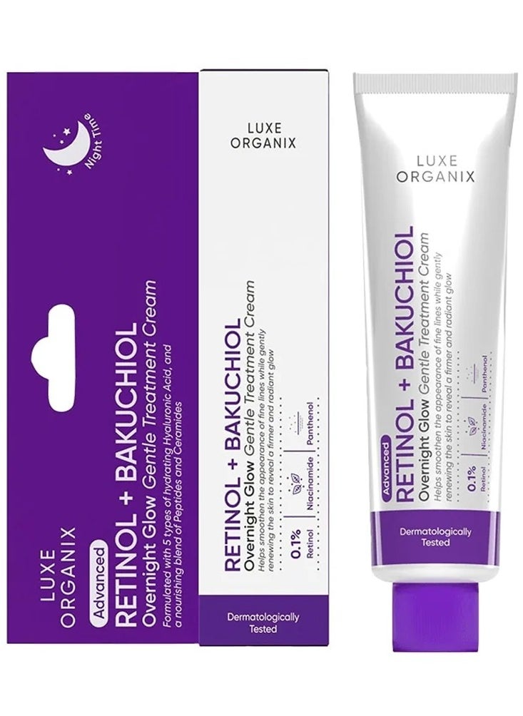 LUXE ORGANIX Retinol+ Bakuchiol Overnight Glow Gentle Treatment Cream 30g 