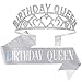 CIEHER Crowns for WomenCIEHER Birthday Queen Sash Rhinestone Tiara KitTiaras and Crowns for WomenSilver Queen CrownPrincess Elegant Crown with CombsSweet Birthday Party DecorationsBirthday Gift - Image 3