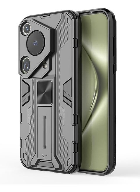Huawei Pura 70 Ultra 5G Case, Shockproof Case for Huawei Pura 70 Ultra 5G Protective Phone Cover with Kickstand, Magnetic Attraction Function Case, Anti-Fall Drop Protection (Black)
