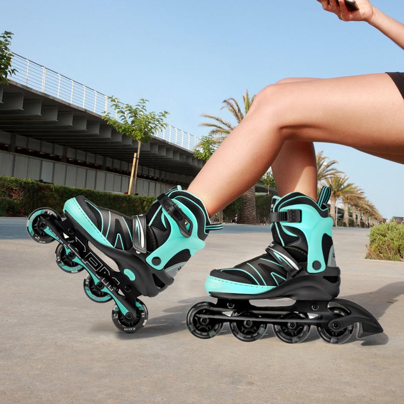 2PM SPORTS Kids Adjustable Inline Skates Ages 4-12, Youth Inlie Skates for Girls Boys 5-8 8-12 with Full Light Up Wheels, Beginner Women Men Adult Skates - Mint Medium - Image 5