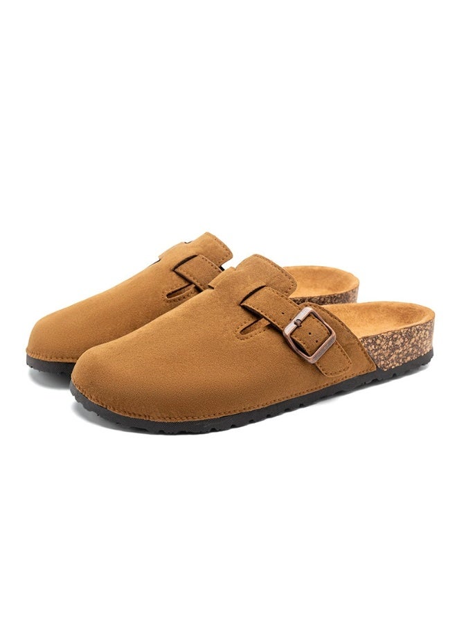general Classic suede flat shoes suitable for both men and women. Comfortable cork insoles, adjustable buckle design. Flat casual shoes for men and women, with anti-slip function. Suitable for indoor and outdoor activities. No need to tie laces. Suitable for various occasions. - Image 1