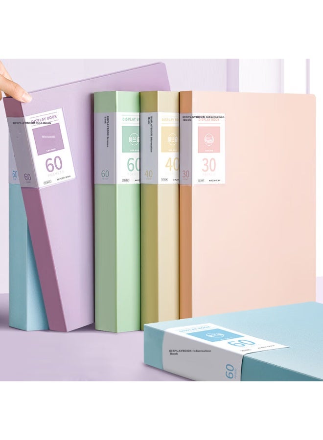 A4/40-page Morandi Color Document Folder, Multi-page File Organizer, Student Work And Certificate Collection Folder, Exam Paper Organizer, Multi-layer Insert File Holder, 4 Colors, 7004 - Image 2