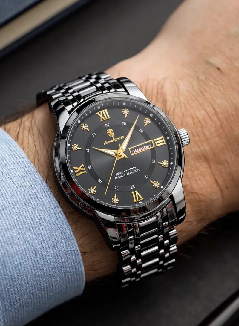 پوداجار ساعة رجالية مضيئة مقاومة للماء بهيكل كوارتز 41 ملم - Image 2