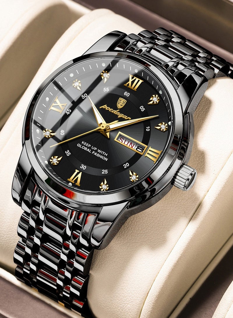 پوداجار ساعة رجالية مضيئة مقاومة للماء بهيكل كوارتز 41 ملم - Image 1