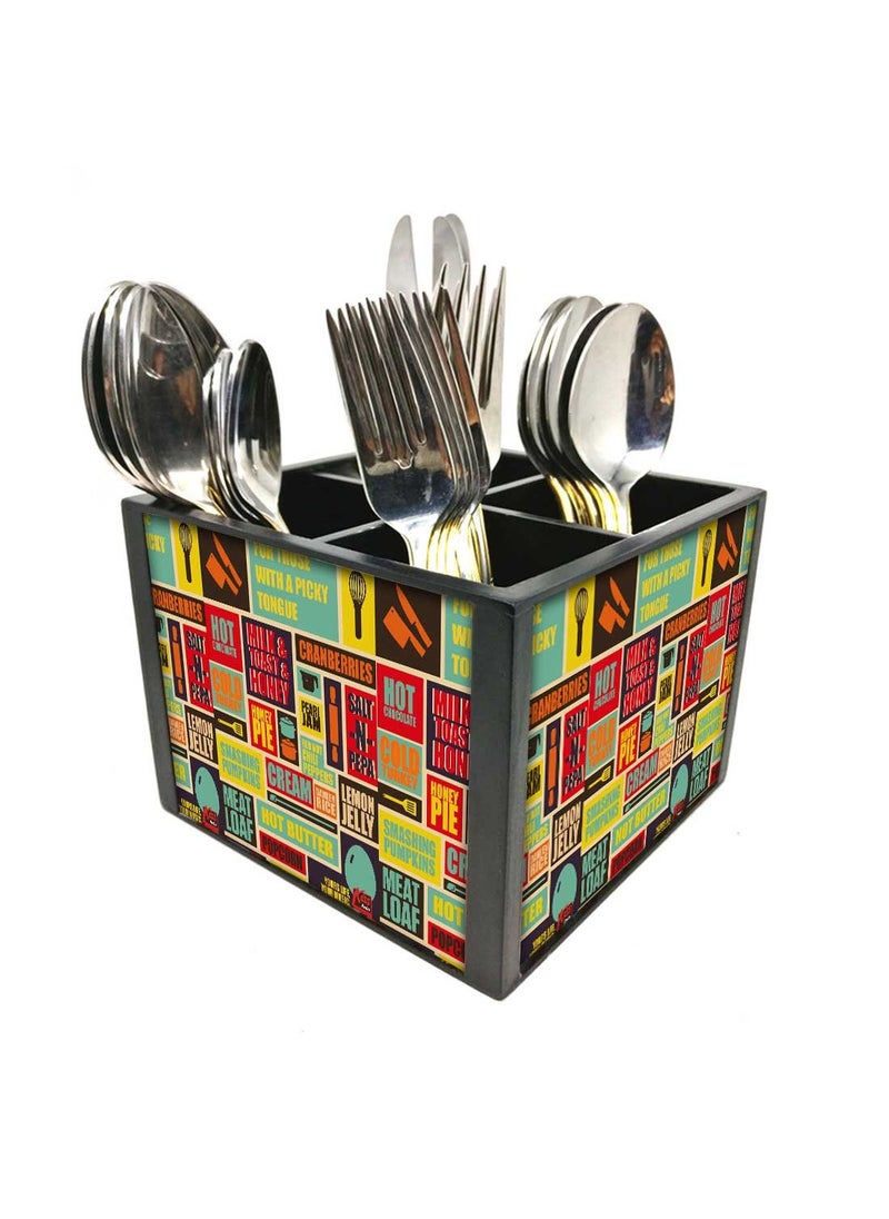 Nutcase Nutcase Designer Cutlery Stand Holder Silverware CaddySpoons Forks Knives Organizer for Dining Table kitchen W575 x H 425 x L55SPOONS NOT INCLUDED American Breakfast  - Image 1