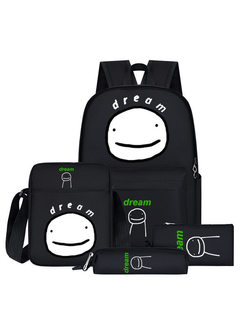 Generic - Dream Backpack Large Capacity For Middle Elementary School Students My World Themed Double Shoulder Backpack For Grades 3 To 6 F-four-piece set - Image 1
