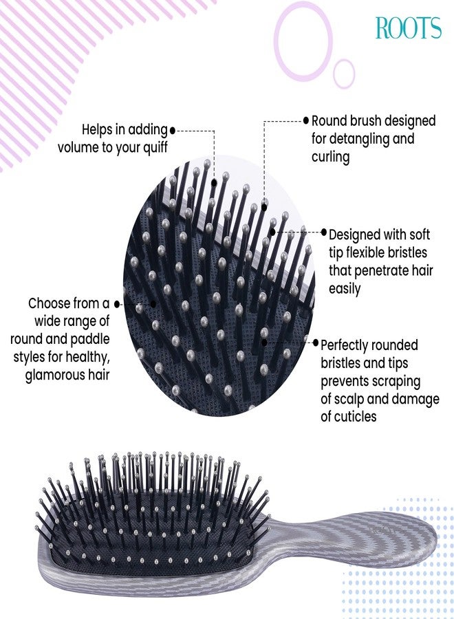 روتس فرشاة شعر ROOTS Truglam Paddle | شعيرات مرنة ذات أطراف ناعمة لفك التشابك وتجعيد الشعر | تمنع خدش فروة الرأس | تضيف كثافة للشعر المصفف | للرجال والنساء | الطول - 8.8 بوصة، رقم الموديل - SLV86 - Image 4