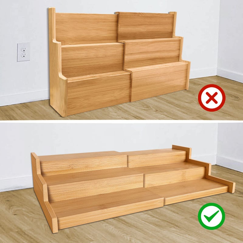 VenDotbi Spice Rack, 3-Tier Expandable Bamboo Spice Rack Organizer for Cabinet - Kitchen, Pantry and Cupboard Storage Organizer - Image 5