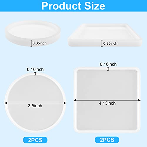 Sjubaopen 4 PCS Thickened Coaster Resin Molds, Coaster Silicone Molds for Epoxy Resin, Coaster Molds for Resin Casting, Epoxy Resin Molds for DIY Resin Coasters Bowl mats, Candle Holders, Home Decoration - Image 3