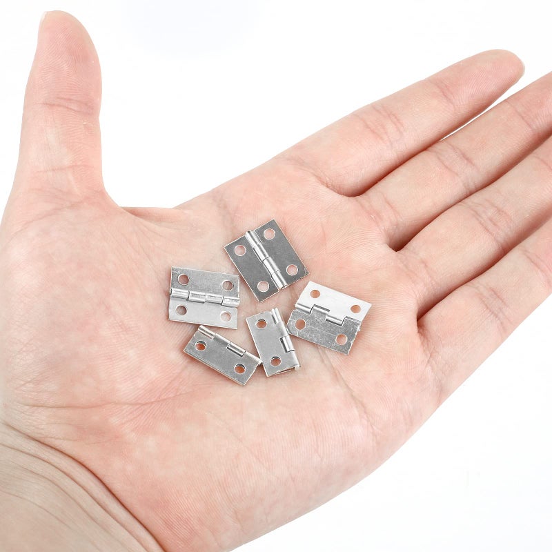 VIPMOON 50Pcs Small Hinges for Wooden Box, 18 x 15mm Mini Silver Hinges with 200 Screws, Retro Jewelry Box Hinges, Folding Butt Hinges, Hardware Hinges for DIY Jewelry Box/Crafts - Image 3