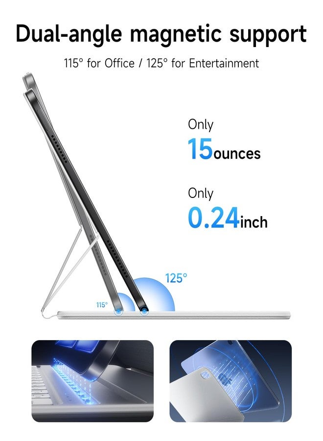 HOU Keyboard Case for iPad Air 11 inch M2/M3 & iPad Air 5th/4th(2022/2020) & iPad pro 11 inch 4th/3rd/2nd/1st (2018-2022) - Smart Folio, Ultra Slim, Magnetic Charging, Adjustable Angle - Image 3