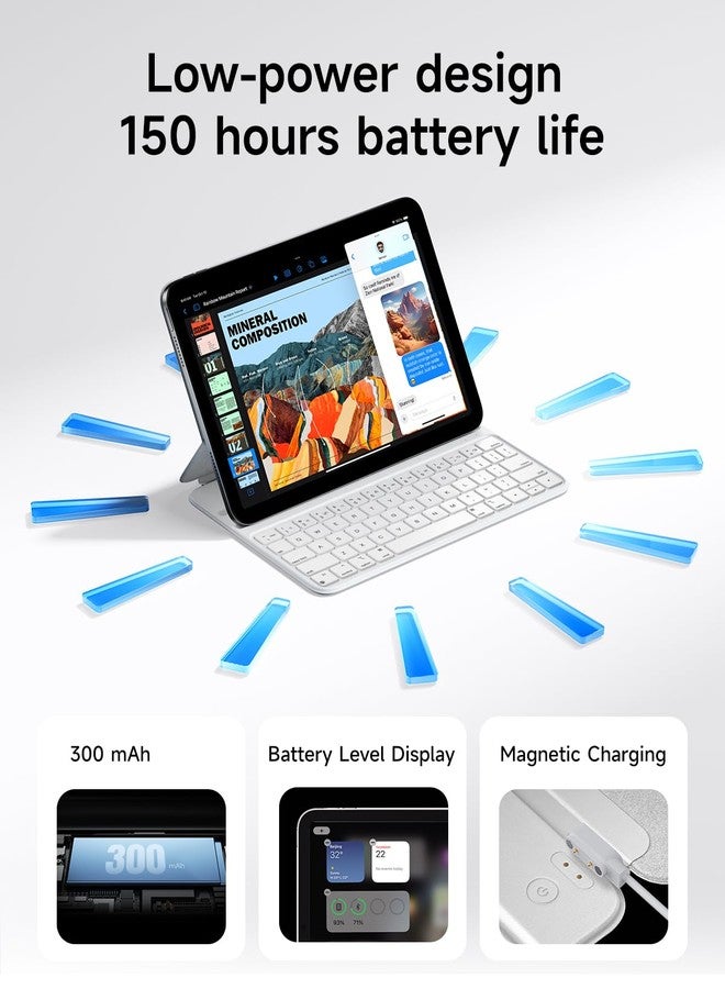 HOU Keyboard Case for iPad Air 11 inch M2/M3 & iPad Air 5th/4th(2022/2020) & iPad pro 11 inch 4th/3rd/2nd/1st (2018-2022) - Smart Folio, Ultra Slim, Magnetic Charging, Adjustable Angle - Image 4