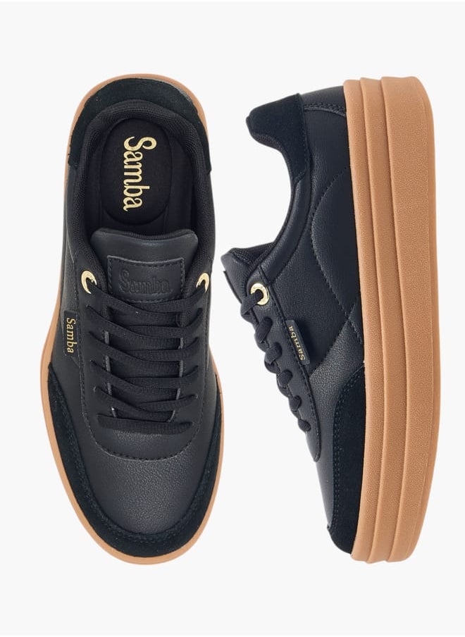 SAMBA - Womens' Panelled Lace-Up Sneakers - Image 1