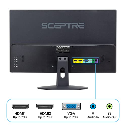 Sceptre شاشة الألعاب LED FHD مقاس 24 بوصة Sceptre E249W-19203R 2X HDMI VGA 75Hz مع مكبرات صوت مدمجة، أسود ماكينات - Image 5