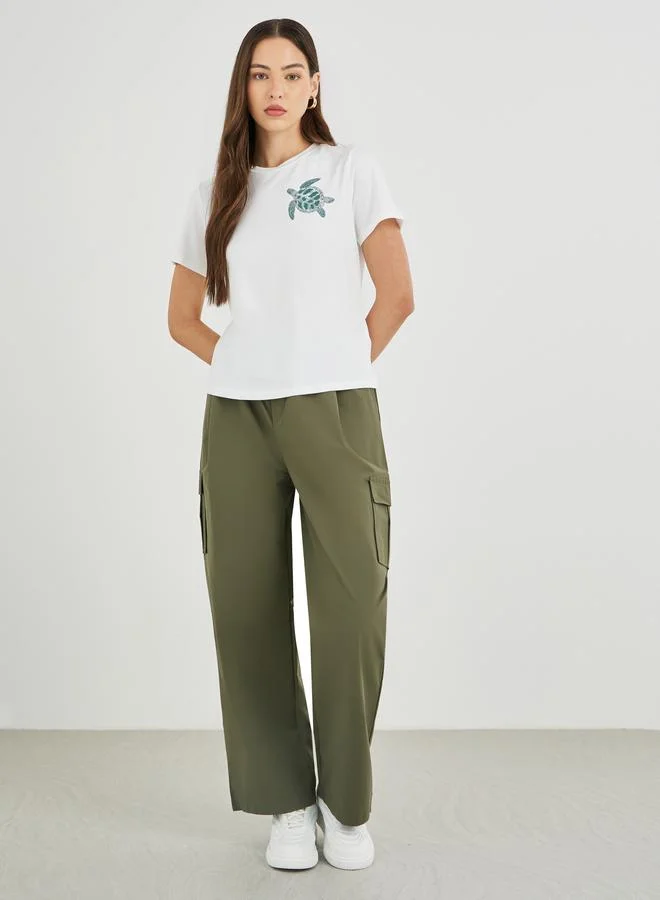 تايك تو Take Two Graphic Print Short Sleeve T-Shirt