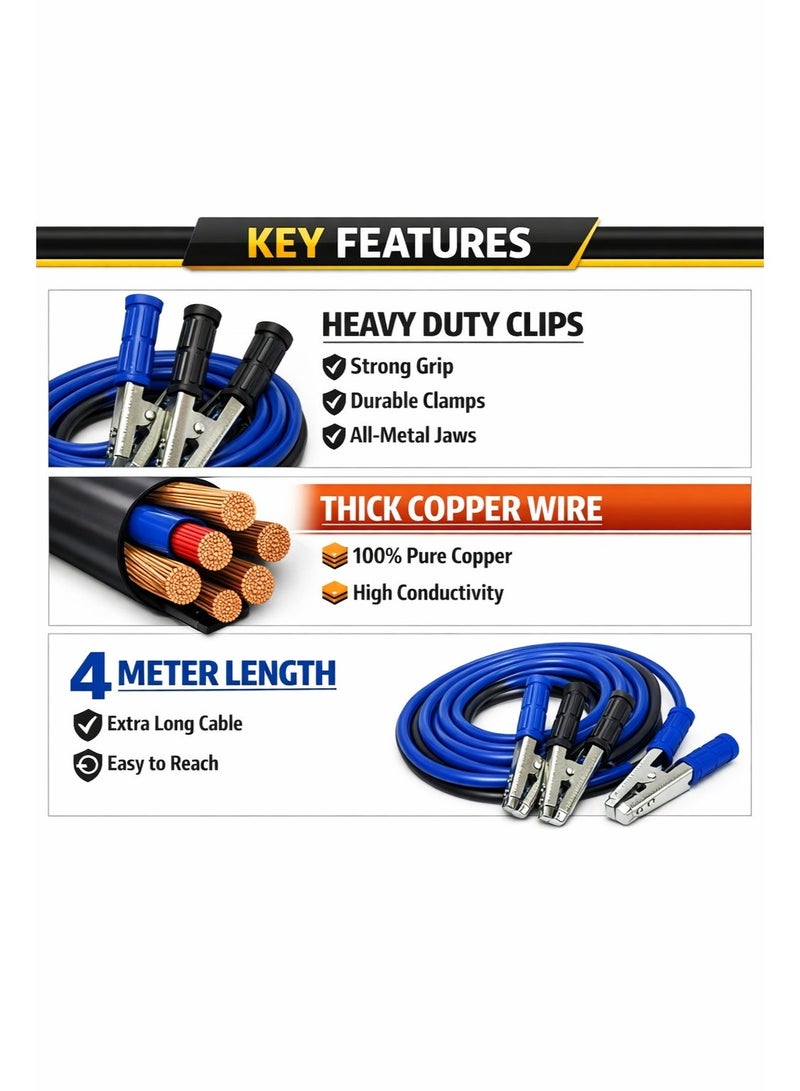 SolidX Premium 1000A 4M Emergency Car Battery Booster Cable Heavy Duty Jumper with Durable Clamps - Image 5