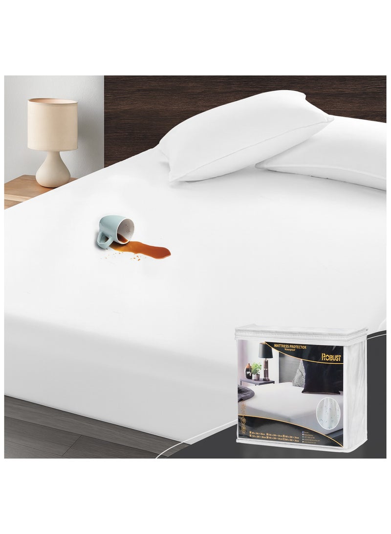 Robust Ultimate Protection Mattress Encasement (160x200+30cm) With Deep Pocket–Fitted Waterproof Mattress Protector, Soft, Noiseless, Hypoallergenic, Durable for a Comfortable Queen Size - Image 1