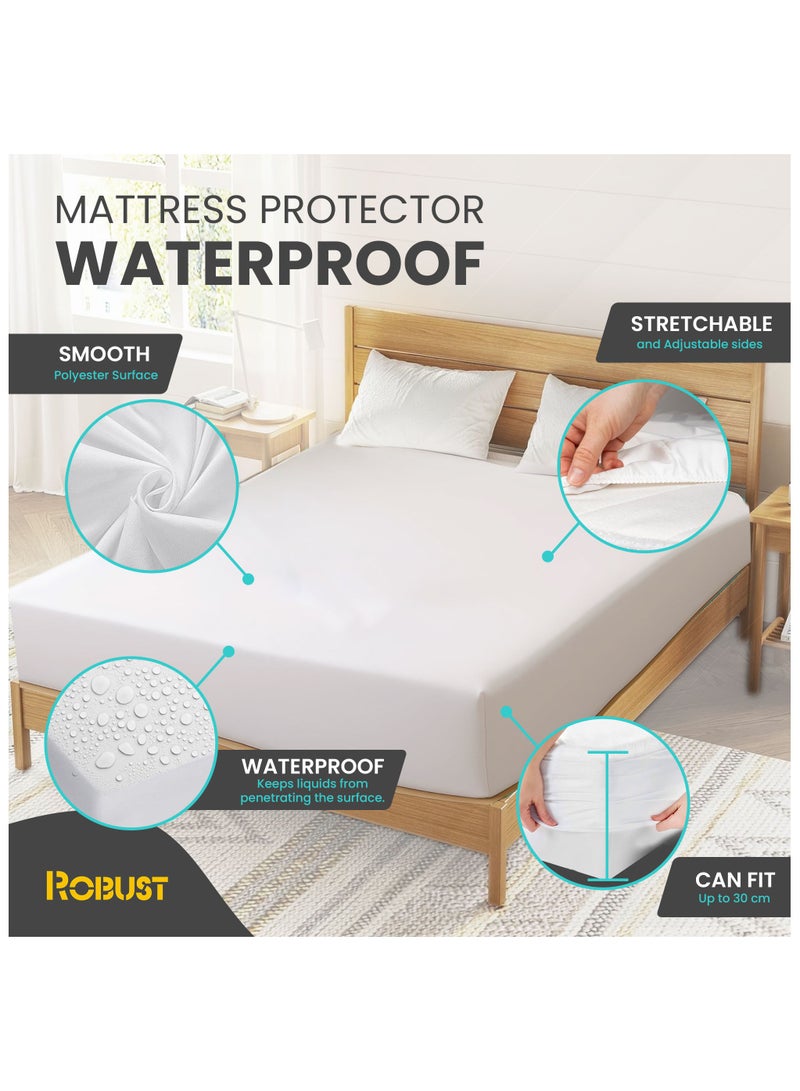 Robust Ultimate Protection Mattress Encasement (160x200+30cm) With Deep Pocket–Fitted Waterproof Mattress Protector, Soft, Noiseless, Hypoallergenic, Durable for a Comfortable Queen Size - Image 5