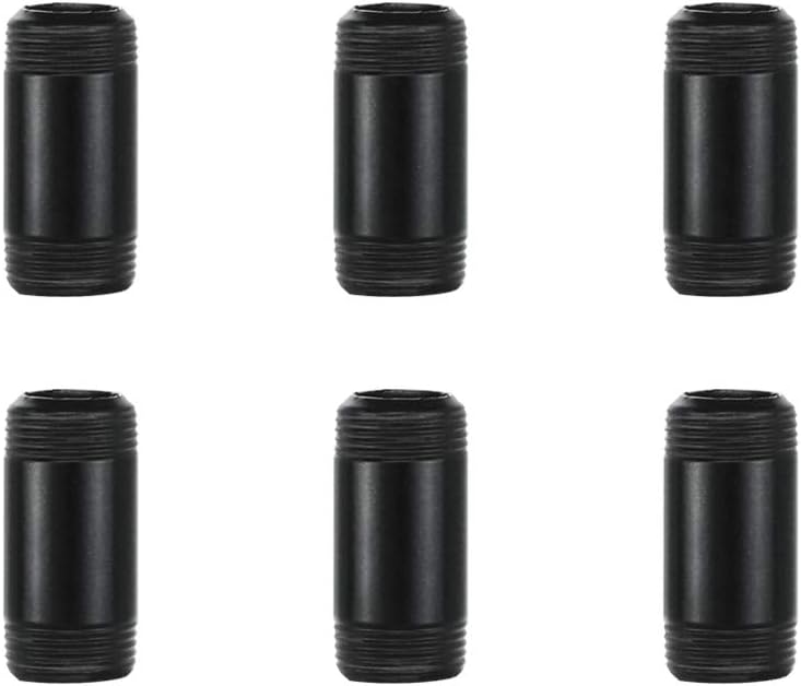 GeilSpace 6 Pack 3/4" × 2" Pre-Cut Black Metal Pipe, Industrial Steel Fits Standard Three Quarters Inch Black Threaded Pipes and Fittings - Vintage DIY Industrial Shelving (3/4" × 2") - Image 1