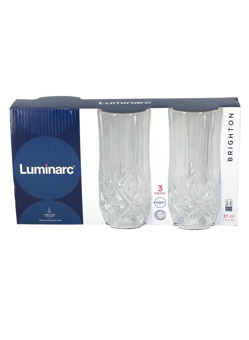 Luminarc 3-Piece Brighton Glass Tumbler Clear