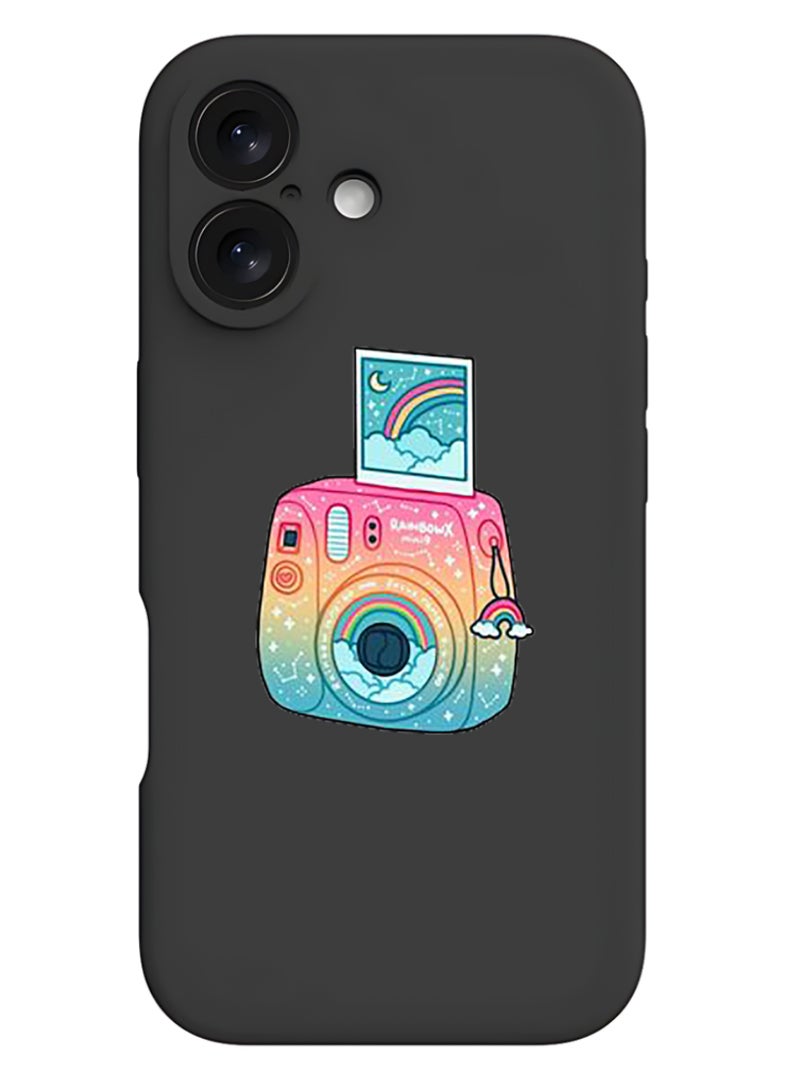 Theodor iPhone 16 Black Protective Slim Fit Case Liquid Silicone Cover with Full Body Protection Anti-Scratch Shockproof Case For iPhone - Polaroid - Image 1