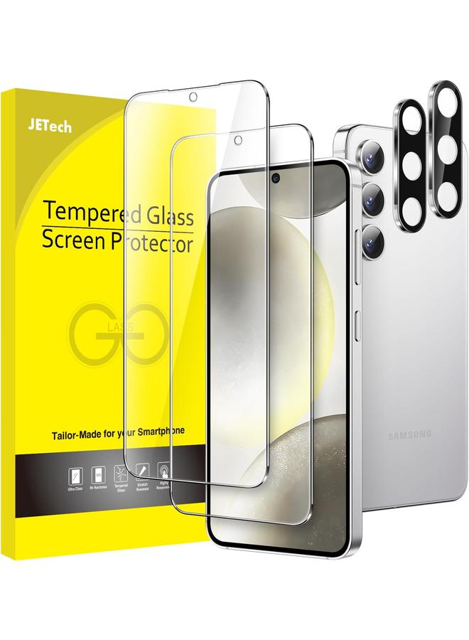 جي تيك واقي شاشة لهاتف سامسونج جالكسي S24 5G مقاس 6.2 بوصة مع واقي عدسة الكاميرا من الزجاج المقوى متوافق مع معرف بصمة الإصبع عالي الوضوح، عبوتان لكل منهما - Image 1