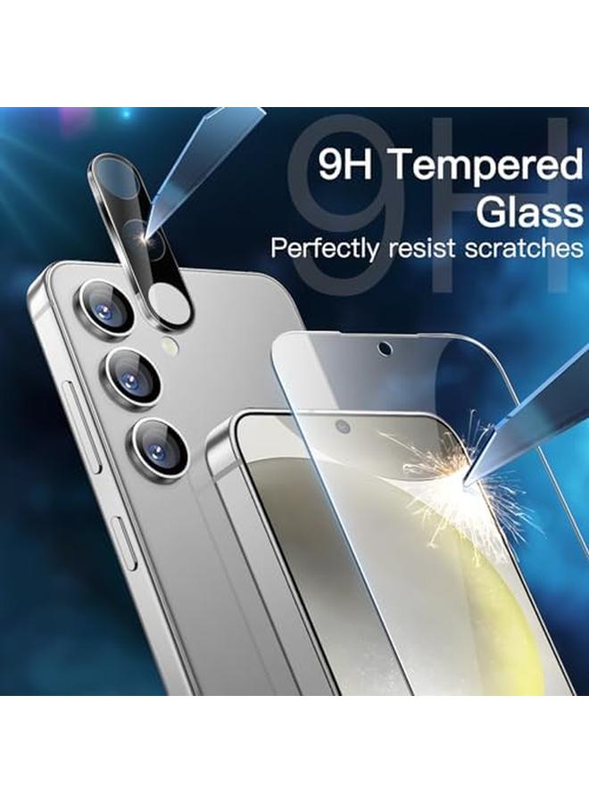 جي تيك واقي شاشة لهاتف سامسونج جالكسي S24 5G مقاس 6.2 بوصة مع واقي عدسة الكاميرا من الزجاج المقوى متوافق مع معرف بصمة الإصبع عالي الوضوح، عبوتان لكل منهما - Image 4