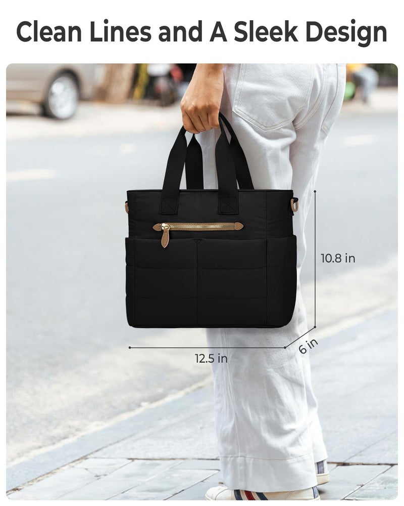 Tuwubi Women Lunch Bags for Work,Large Insulated Lunch Box with Pockets,Lunch Tote Bag for Office,School and Picnic (Black) - Image 4