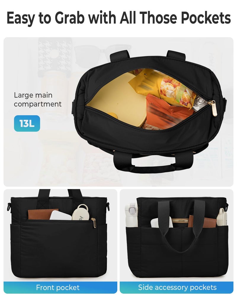 Tuwubi Women Lunch Bags for Work,Large Insulated Lunch Box with Pockets,Lunch Tote Bag for Office,School and Picnic (Black) - Image 3