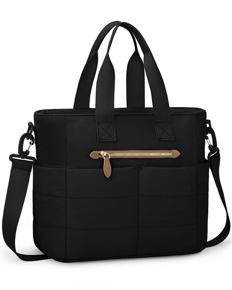 Tuwubi Women Lunch Bags for Work,Large Insulated Lunch Box with Pockets,Lunch Tote Bag for Office,School and Picnic (Black) - Image 1