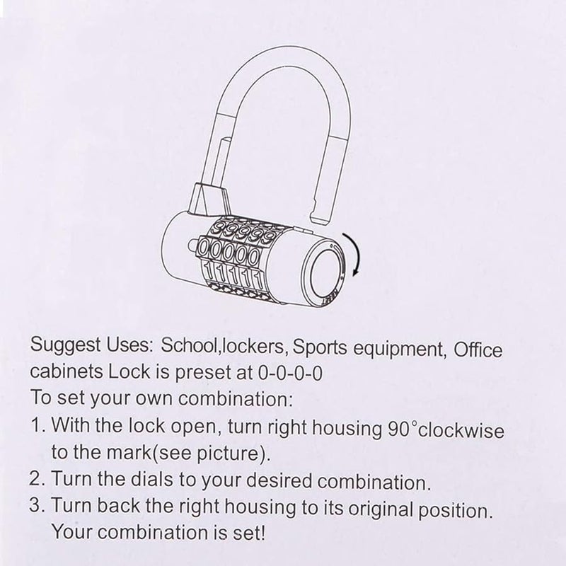 Resettable 5 Digit Combination Padlock Black 2 Pack Steel Shackle Lock - Image 2