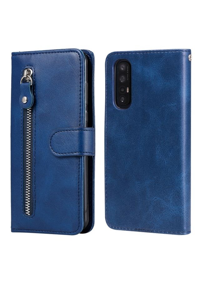 HuHa Case Cover For OPPO Reno3 Pro / Find X2 Neo Fashion Calf Texture Zipper Horizontal Flip Leather Case with Holder & Card Slots & Wallet Function Blue 