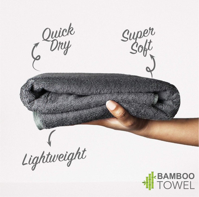 HEELIUM Bamboo Bath Towel | Lightweight & Quick Drying | Ultra Absorbent Towel | 140 x 70 cm - 400 GSM | Pack of 2 - Grey - Image 2