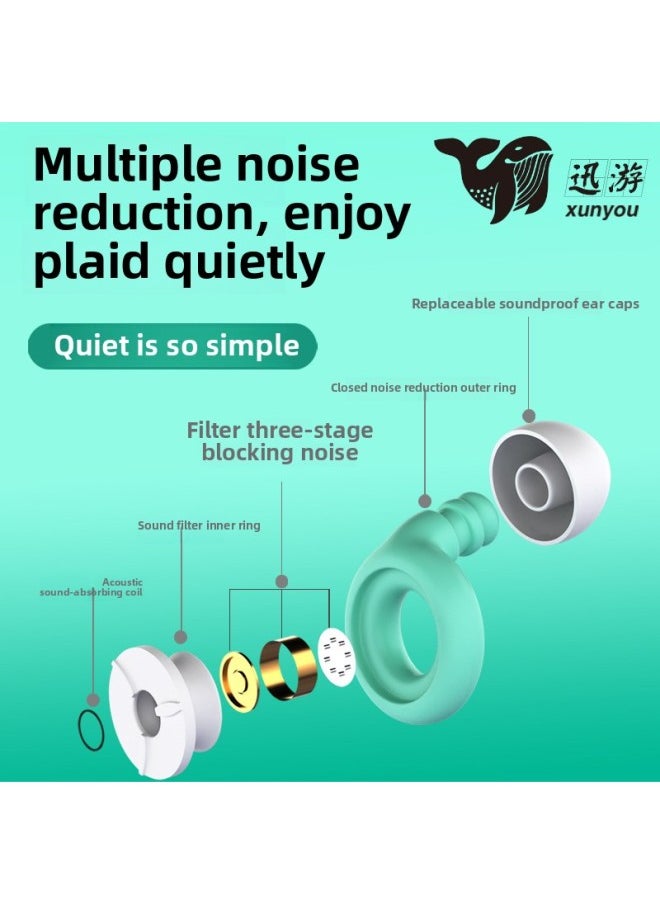 Generic - Filter Anti-noise Earplugs Silicone Noise Reduction Earplugs Professional Sleep Waterproof Swimming Earplugs Wholesale-Color:White Green Black (color Box) - Image 1