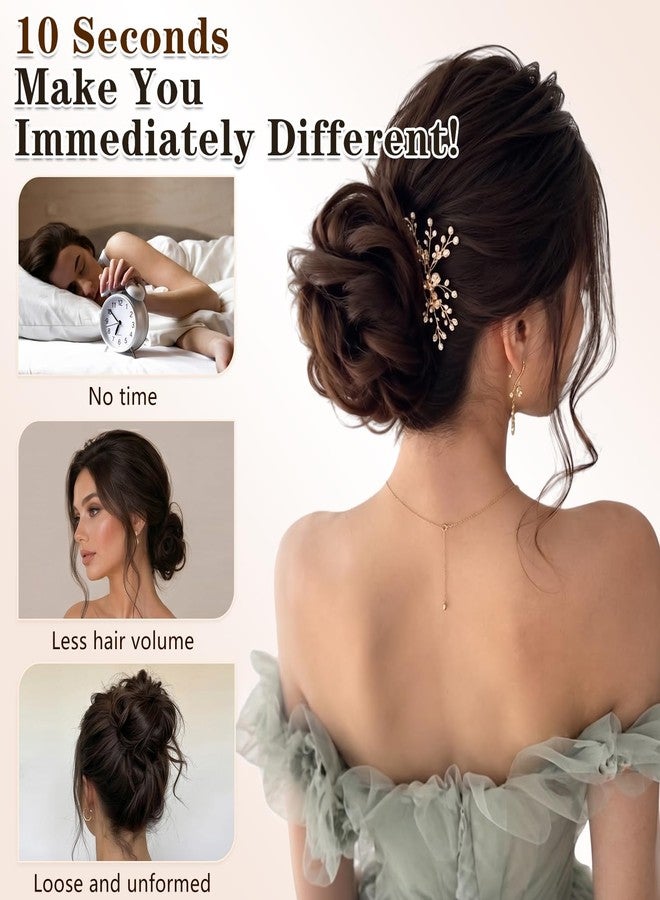 PINK SEVEN Messy Bun Hair Piece Human Hair, Hair Buns Hair Piece for Women,Tousled Curly Fake Buns Scrunchie Updos buns for Wedding Style,Real Human Hair Chignons Buns (Dark Brown) - Image 4