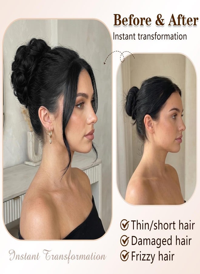 PINK SEVEN Messy Bun Hair Piece Human Hair, Hair Buns Hair Piece for Women,Tousled Curly Fake Buns Scrunchie Updos buns for Wedding Style,Real Human Hair Chignons Buns (Dark Brown) - Image 5