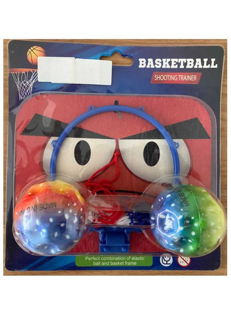 Basketball shooting trainer small size with 2 bouncy moon balls random colors and designs