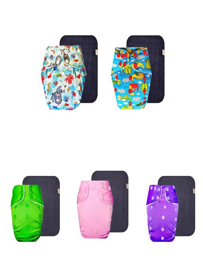 حفاضات قماشية فاخرة من دمبلدو مع حشوة رمادية (عبوة من 5) | شعور بالجفاف والراحة | تهوية جيدة | سريعة الجفاف | مثالية للأطفال الصغار | من 3 أشهر إلى 3 سنوات | للجنسين - Image 1