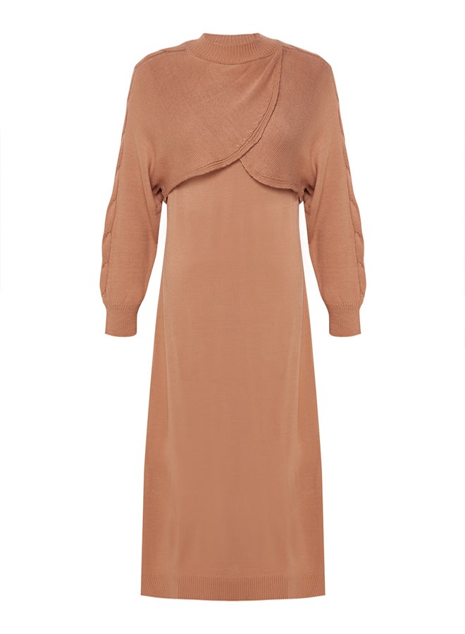 trendyol Brown Bolero Detailed Knitwear Dress Suit TCTAW24US00038 - Image 5