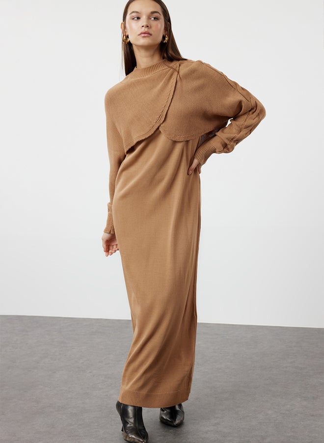 trendyol Brown Bolero Detailed Knitwear Dress Suit TCTAW24US00038 - Image 1