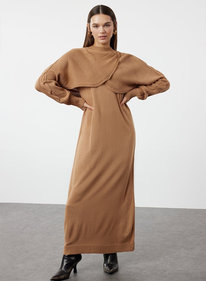 trendyol Brown Bolero Detailed Knitwear Dress Suit TCTAW24US00038 - Image 2