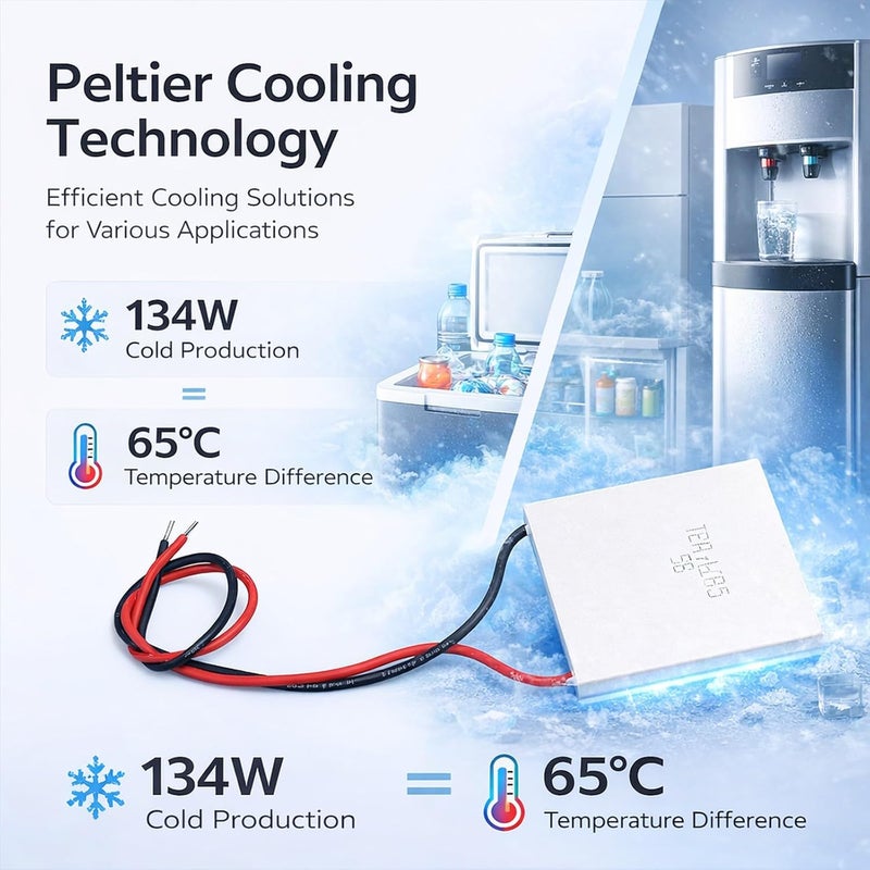 Cooler Plate Module, Ceramic, 40x40x3.3mm, DC12V, Continuous Work, Low Noise, Fast Cooling Speed - Reliable Durable, Dual Cooling and Heating, Ideal for Instruments and - Image 2