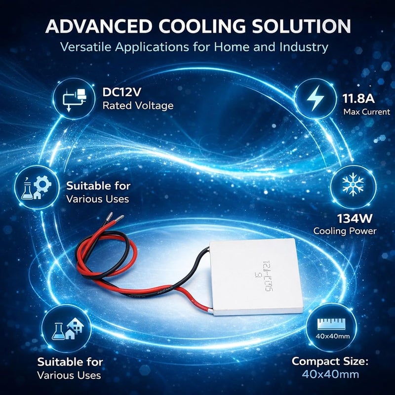 Cooler Plate Module, Ceramic, 40x40x3.3mm, DC12V, Continuous Work, Low Noise, Fast Cooling Speed - Reliable Durable, Dual Cooling and Heating, Ideal for Instruments and - Image 4